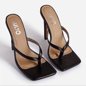 EGO Stiletto Missy Square Toe Thong Heel Sandals